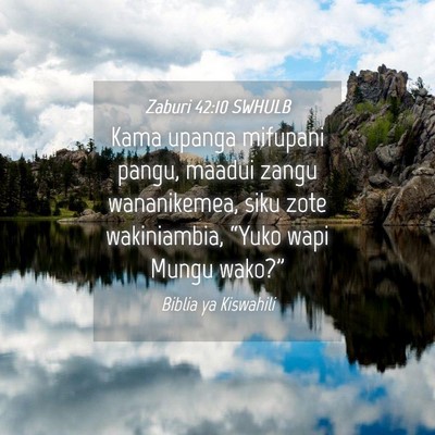 Picture 04 - Zaburi 42:10 SWHULB - Kama upanga mifupani pangu, maadui zangu - Bible Verse Picture