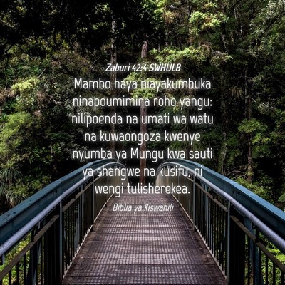 Picture 04 - Zaburi 42:4 SWHULB - Mambo haya niayakumbuka ninapoumimina roho yangu: - Bible Verse Picture