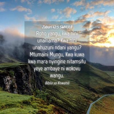 Picture 04 - Zaburi 42:5 SWHULB - Roho yangu, kwa nini unainama? Kwa nini unahuzuni - Bible Verse Picture
