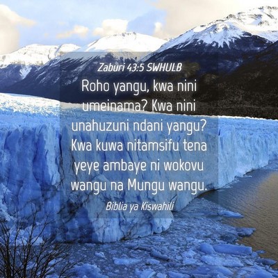 Picture 04 - Zaburi 43:5 SWHULB - Roho yangu, kwa nini umeinama? Kwa nini unahuzuni - Bible Verse Picture