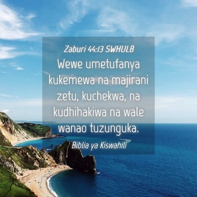 Picture 04 - Zaburi 44:13 SWHULB - Wewe umetufanya kukemewa na majirani zetu, - Bible Verse Picture