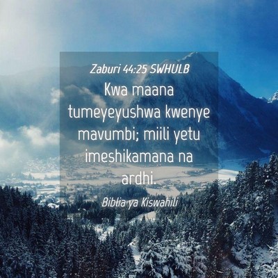 Picture 04 - Zaburi 44:25 SWHULB - Kwa maana tumeyeyushwa kwenye mavumbi; miili yetu - Bible Verse Picture