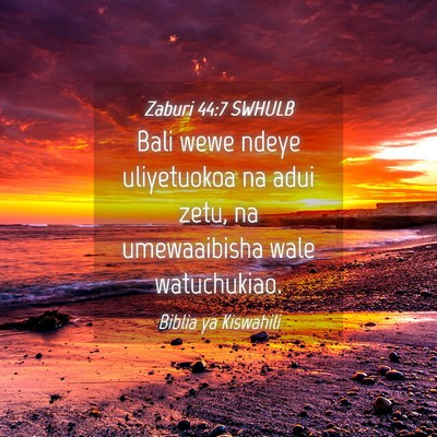 Picture 04 - Zaburi 44:7 SWHULB - Bali wewe ndeye uliyetuokoa na adui zetu, na - Bible Verse Picture