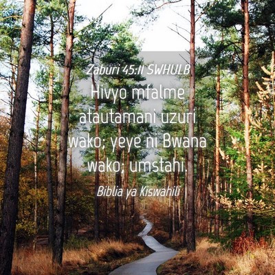 Picture 04 - Zaburi 45:11 SWHULB - Hivyo mfalme atautamani uzuri wako; yeye ni Bwana - Bible Verse Picture