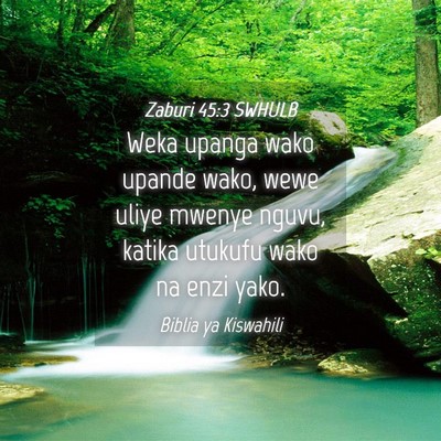 Picture 04 - Zaburi 45:3 SWHULB - Weka upanga wako upande wako, wewe uliye mwenye - Bible Verse Picture