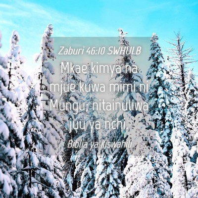 Picture 04 - Zaburi 46:10 SWHULB - Mkae kimya na mjue kuwa mimi ni Mungu; - Bible Verse Picture