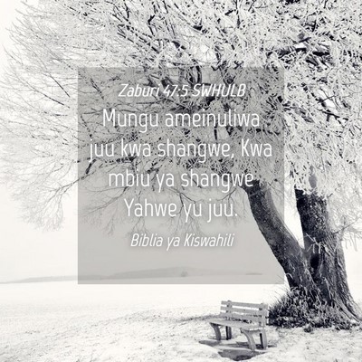 Picture 04 - Zaburi 47:5 SWHULB - Mungu ameinuliwa juu kwa shangwe, Kwa mbiu ya - Bible Verse Picture