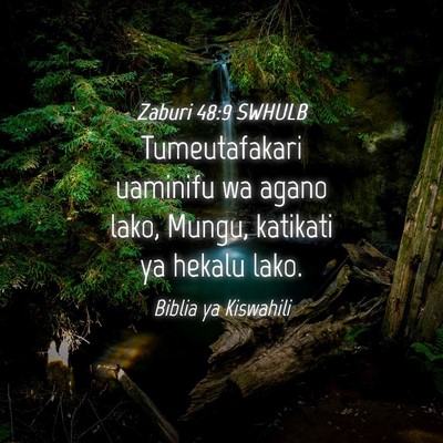 Picture 04 - Zaburi 48:9 SWHULB - Tumeutafakari uaminifu wa agano lako, Mungu, - Bible Verse Picture