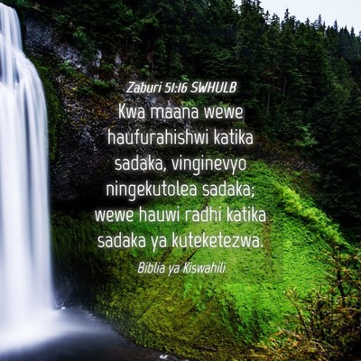 Picture 04 - Zaburi 51:16 SWHULB - Kwa maana wewe haufurahishwi katika sadaka, - Bible Verse Picture