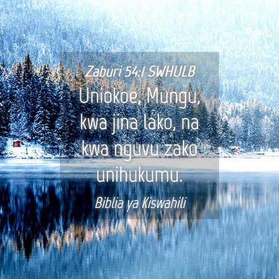 Picture 04 - Zaburi 54:1 SWHULB - Uniokoe, Mungu, kwa jina lako, na kwa nguvu zako - Bible Verse Picture