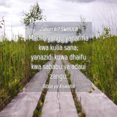 Picture 04 - Zaburi 6:7 SWHULB - Macho yangu yanafifia kwa kulia sana; yanazidi - Bible Verse Picture
