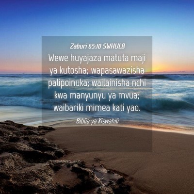 Picture 04 - Zaburi 65:10 SWHULB - Wewe huyajaza matuta maji ya kutosha; - Bible Verse Picture