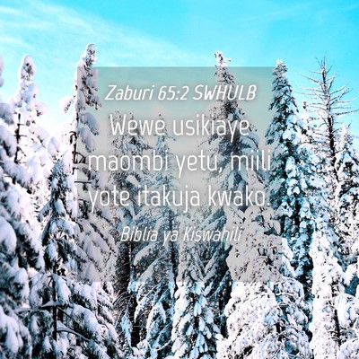 Picture 04 - Zaburi 65:2 SWHULB - Wewe usikiaye maombi yetu, miili yote itakuja - Bible Verse Picture