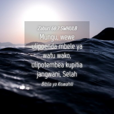 Picture 04 - Zaburi 68:7 SWHULB - Mungu, wewe ulipoenda mbele ya watu wako, - Bible Verse Picture