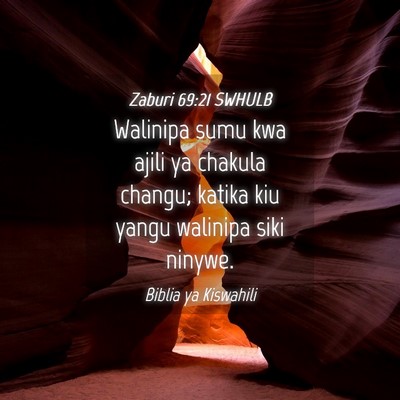 Picture 04 - Zaburi 69:21 SWHULB - Walinipa sumu kwa ajili ya chakula changu; katika - Bible Verse Picture