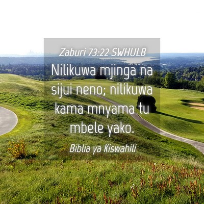 Picture 04 - Zaburi 73:22 SWHULB - Nilikuwa mjinga na sijui neno; nilikuwa kama - Bible Verse Picture