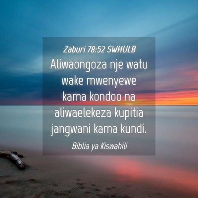 Picture 04 - Zaburi 78:52 SWHULB - Aliwaongoza nje watu wake mwenyewe kama kondoo na - Bible Verse Picture