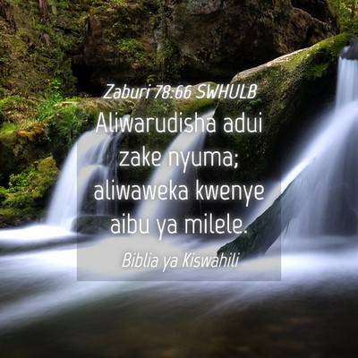 Picture 04 - Zaburi 78:66 SWHULB - Aliwarudisha adui zake nyuma; aliwaweka kwenye - Bible Verse Picture
