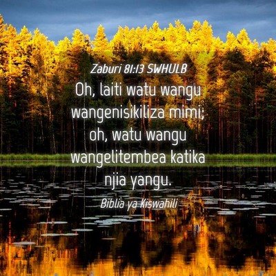 Picture 04 - Zaburi 81:13 SWHULB - Oh, laiti watu wangu wangenisikiliza mimi; oh, - Bible Verse Picture