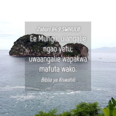 Picture 04 - Zaburi 84:9 SWHULB - Ee Mungu, uiangalie ngao yetu; uwaangalie wapakwa - Bible Verse Picture