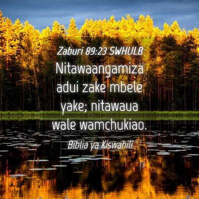 Picture 04 - Zaburi 89:23 SWHULB - Nitawaangamiza adui zake mbele yake; nitawaua - Bible Verse Picture