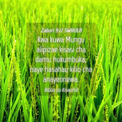Picture 04 - Zaburi 9:12 SWHULB - Kwa kuwa Mungu alipizae kisasi cha damu - Bible Verse Picture