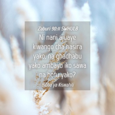 Picture 04 - Zaburi 90:11 SWHULB - Ni nani ajuaye kiwango cha hasira yako, na - Bible Verse Picture