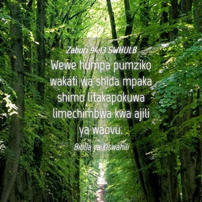 Picture 04 - Zaburi 94:13 SWHULB - Wewe humpa pumziko wakati wa shida mpaka shimo - Bible Verse Picture