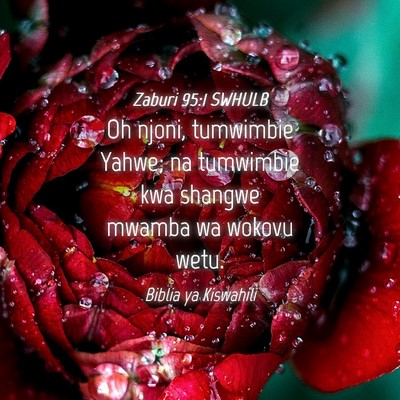 Picture 04 - Zaburi 95:1 SWHULB - Oh njoni, tumwimbie Yahwe; na tumwimbie kwa - Bible Verse Picture