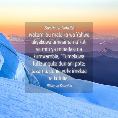 Picture 04 - Zekaria 1:11 SWHULB - Wakamjibu malaika wa Yahwe aliyekuwa amesimama - Bible Verse Picture