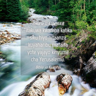 Picture 04 - Zekaria 12:9 SWHULB - “Itakuwa kwamba katika siku hiyo nitaanza - Bible Verse Picture