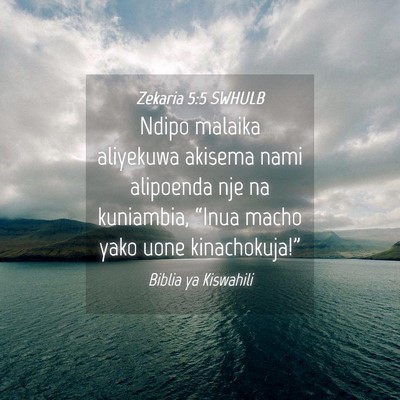 Picture 04 - Zekaria 5:5 SWHULB - Ndipo malaika aliyekuwa akisema nami alipoenda - Bible Verse Picture
