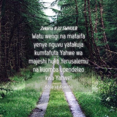 Picture 04 - Zekaria 8:22 SWHULB - Watu wengi na mataifa yenye nguvu yatakuja - Bible Verse Picture