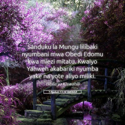 Picture 05 - 1 Nyakati 13:14 SWHULB - Sanduku la Mungu lilibaki nyumbani mwa Obedi - Bible Verse Picture