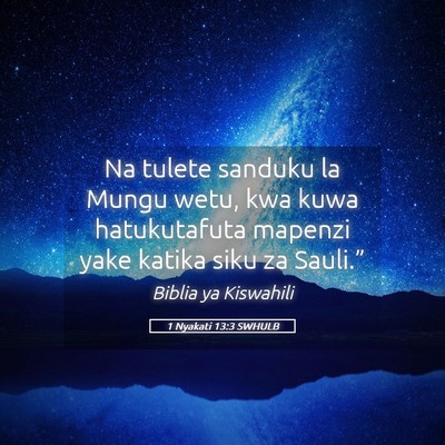 Picture 05 - 1 Nyakati 13:3 SWHULB - Na tulete sanduku la Mungu wetu, kwa kuwa - Bible Verse Picture