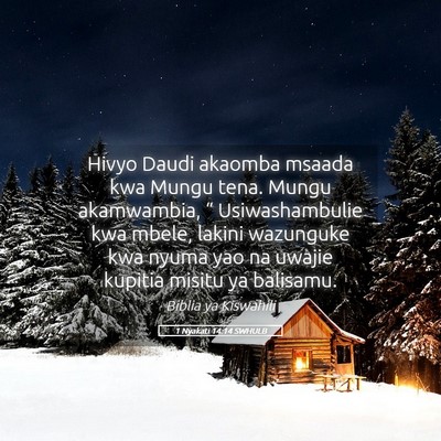 Picture 05 - 1 Nyakati 14:14 SWHULB - Hivyo Daudi akaomba msaada kwa Mungu tena. Mungu - Bible Verse Picture
