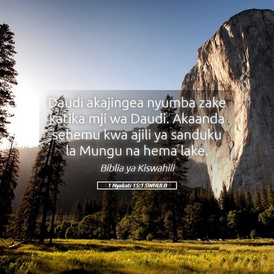 Picture 05 - 1 Nyakati 15:1 SWHULB - Daudi akajingea nyumba zake katika mji wa Daudi. - Bible Verse Picture