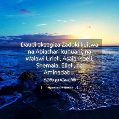 Picture 05 - 1 Nyakati 15:11 SWHULB - Daudi akaagiza Zadoki kuitwa na Abiathari - Bible Verse Picture