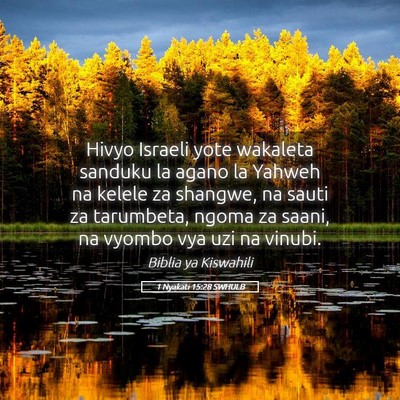 Picture 05 - 1 Nyakati 15:28 SWHULB - Hivyo Israeli yote wakaleta sanduku la agano la - Bible Verse Picture