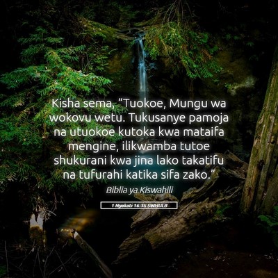 Picture 05 - 1 Nyakati 16:35 SWHULB - Kisha sema, “Tuokoe, Mungu wa wokovu wetu. - Bible Verse Picture