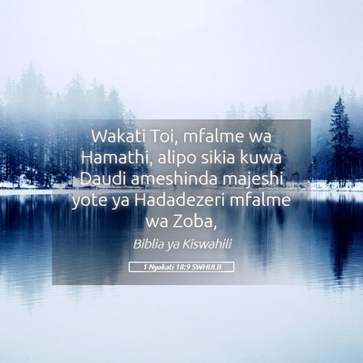 Picture 05 - 1 Nyakati 18:9 SWHULB - Wakati Toi, mfalme wa Hamathi, alipo sikia kuwa - Bible Verse Picture