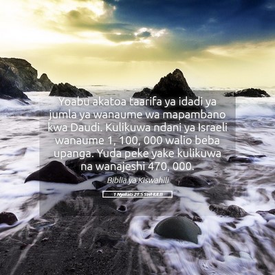 Picture 05 - 1 Nyakati 21:5 SWHULB - Yoabu akatoa taarifa ya idadi ya jumla ya wanaume - Bible Verse Picture