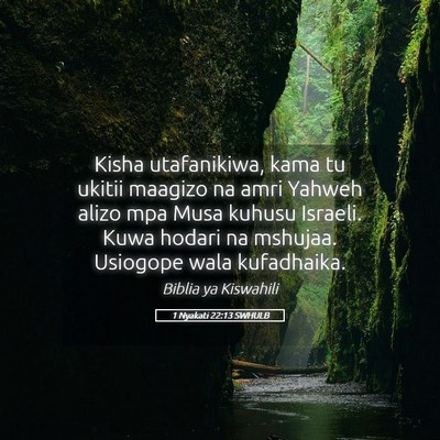 Picture 05 - 1 Nyakati 22:13 SWHULB - Kisha utafanikiwa, kama tu ukitii maagizo na amri - Bible Verse Picture