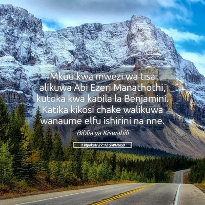 Picture 05 - 1 Nyakati 27:12 SWHULB - Mkuu kwa mwezi wa tisa alikuwa Abi Ezeri - Bible Verse Picture