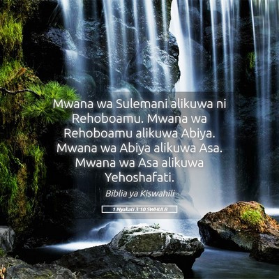 Picture 05 - 1 Nyakati 3:10 SWHULB - Mwana wa Sulemani alikuwa ni Rehoboamu. Mwana wa - Bible Verse Picture