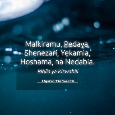 Picture 05 - 1 Nyakati 3:18 SWHULB - Malkiramu, Pedaya, Shenezari, Yekamia, Hoshama, - Bible Verse Picture