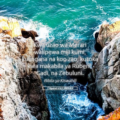 Picture 05 - 1 Nyakati 6:63 SWHULB - Kwa uzao wa Merari walipewa miji kumi, kulingana - Bible Verse Picture