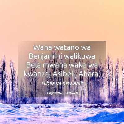 Picture 05 - 1 Nyakati 8:1 SWHULB - Wana watano wa Benjamini walikuwa Bela mwana wake - Bible Verse Picture
