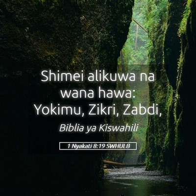 Picture 05 - 1 Nyakati 8:19 SWHULB - Shimei alikuwa na wana hawa: Yokimu, Zikri, - Bible Verse Picture