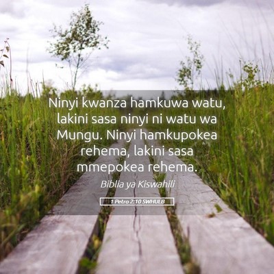 Picture 05 - 1 Petro 2:10 SWHULB - Ninyi kwanza hamkuwa watu, lakini sasa ninyi ni - Bible Verse Picture